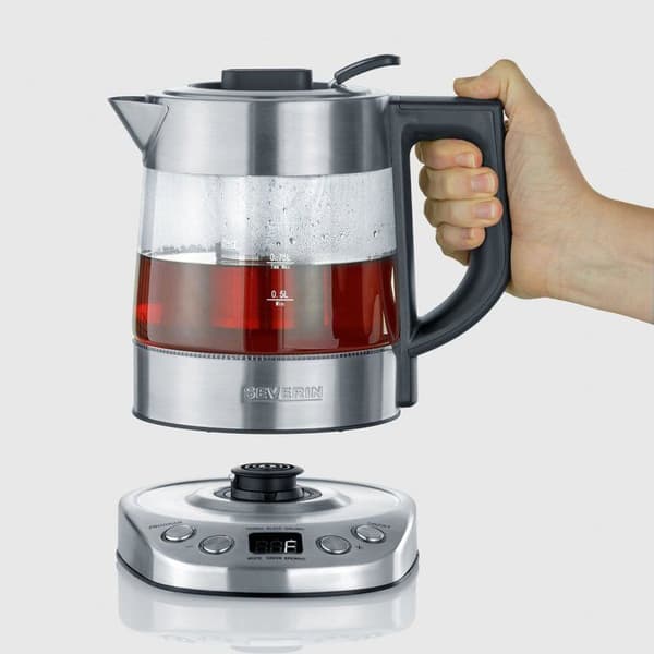 1L vand- og tekedel - SEVERIN - WK3473 - 2200W - 5 bryggeprogrammer - Justerbar temperatur og tid - Glas/rustfrit stål
