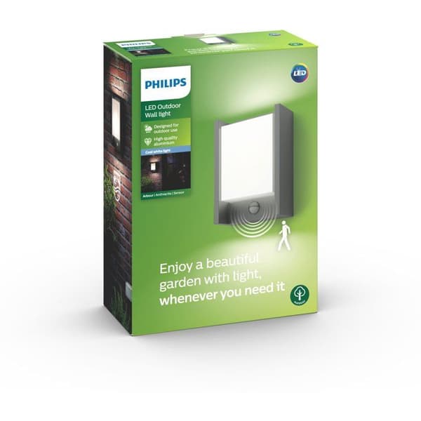 Vägglampa - PHILIPS - Arbour IR - 4000K - Antracit - IP44