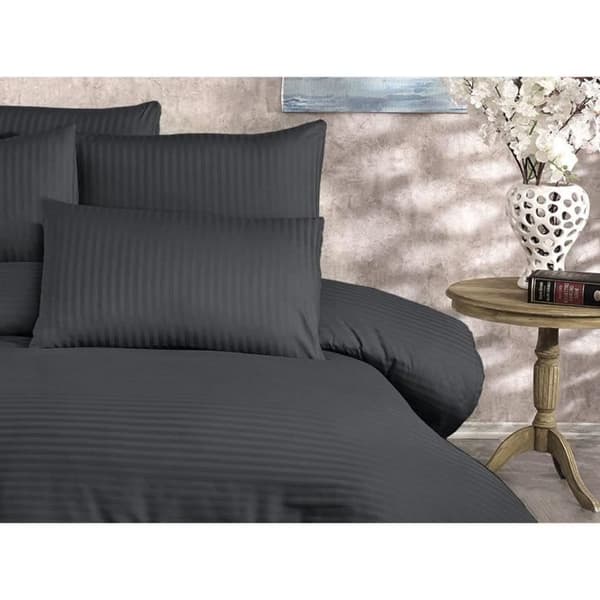 Bäddset - 1 påslakan 220x240 cm + 2 örngott 60x60 cm - 70% polyester, 30% bomull - Antracit
