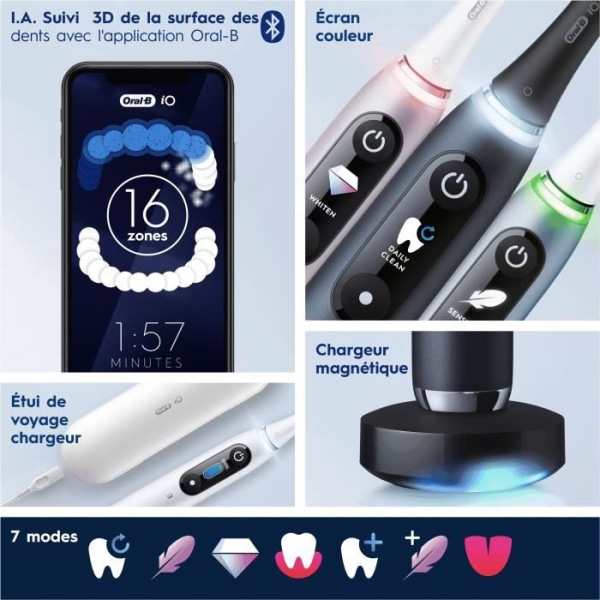 Oral -B io 9 - Black Electric Teeth Brush - Bluetooth Connected, 1 Brush, 1 Charger Travel Case, 1 Magnetic Pouch