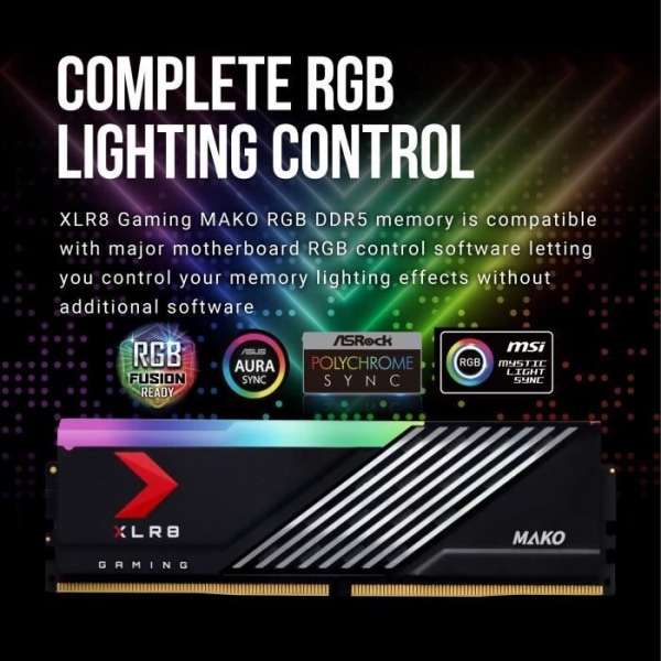 RAM-minne - PNY - XLR8 Gaming MAKO - RGB - DDR5 - 6000MHz - 2X16GB - MD32GK2D5600040MXRGB)