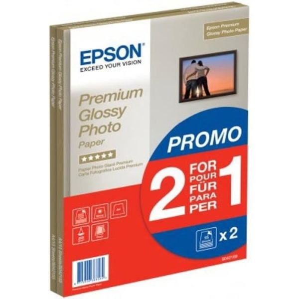 EPSON Premium glansigt fotopapper - 255g / m2 - A4 - 2x15 ark