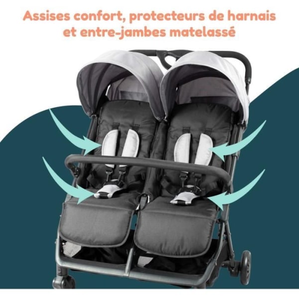 BAMBISOL dubbel vagn - För tvillingar och barn nära i ålder från födseln till 36 månader