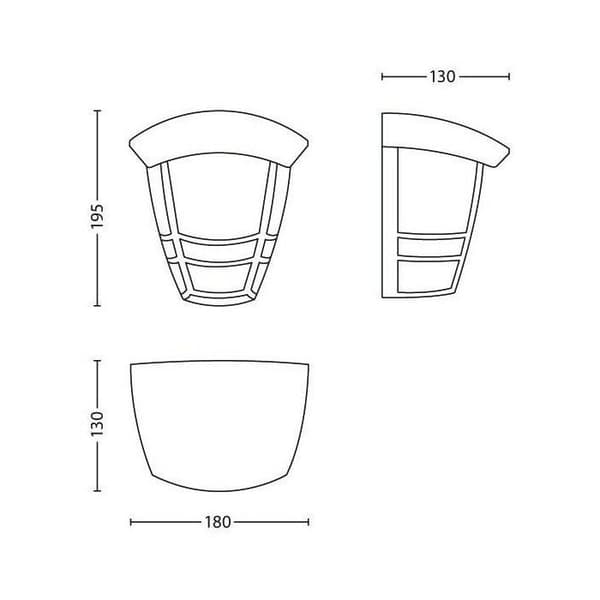 Utomhusvägglampa - PHILIPS - Creek - Svart - IP44 - E27