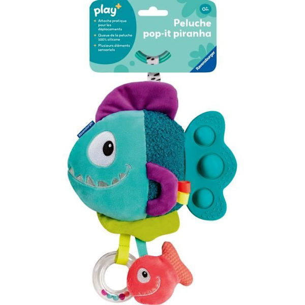 Ravensburger play+, Pop-it mjukis - Blue Piranha, 6-36 månader, Första ålder, baby