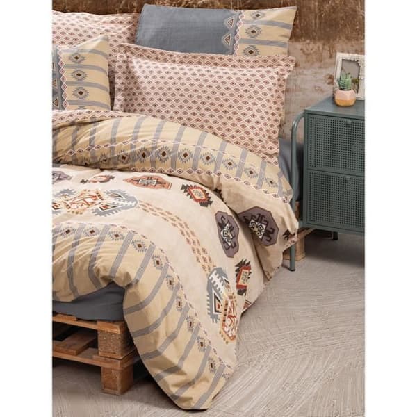 Bäddset - 1 påslakan 220 x 240 cm + 2 örngott 60 x 60 cm - 100% bomull - Beige