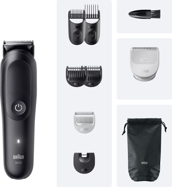 Hår- och skäggtrimmer - BRAUN - AIO5540 - 120 min - 14 inställningar - Svart