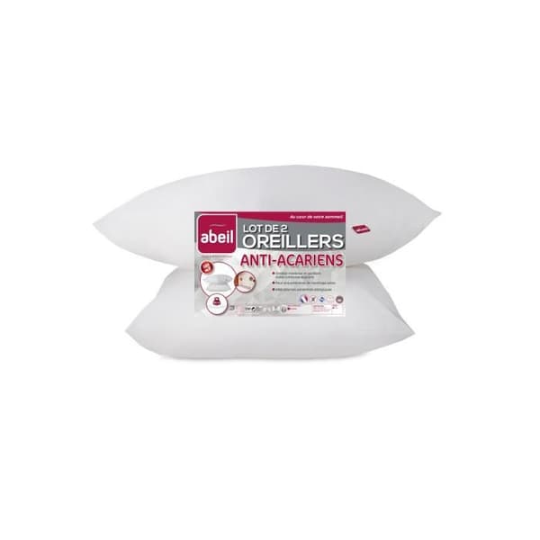 ABEIL Set med 2 Anti-Mite-kuddar - 60 x 60 cm - Vit