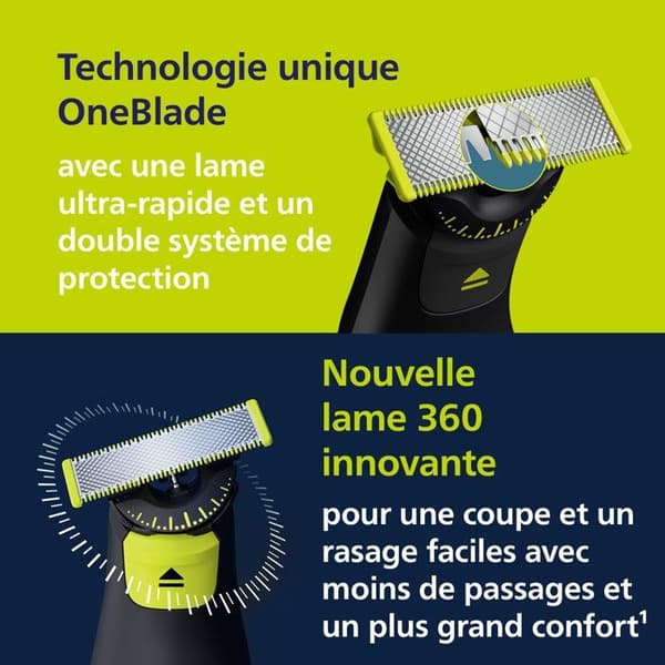 Skæg- og kropstrimmer - PHILIPS - OneBlade Pro 360 - 2 blade - 14-i-1 kam - 90 min batterilevetid