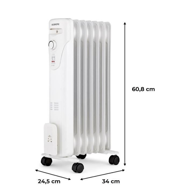 Elektrisk radiatoroljebad 1500W Oceanic - 3 Powers - 7 Elements - White - Mobile