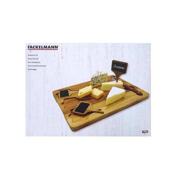 Ostbricka - FACKELMANN - Med skiffer + ostekniv - 32 x 23 cm - Trä