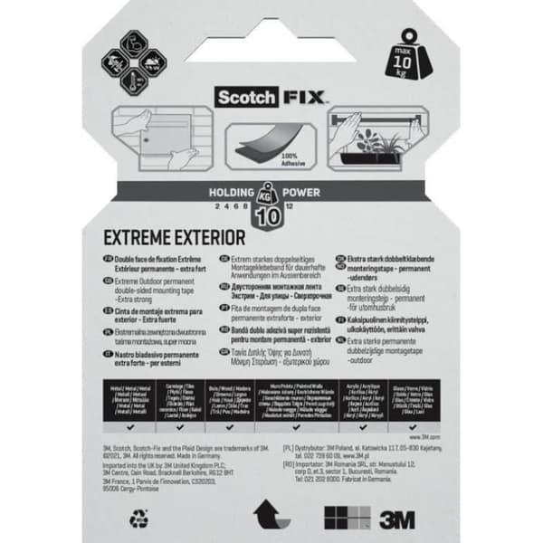 3M dubbelhäftande tejp med extrem prestanda - 1,5mx19mm