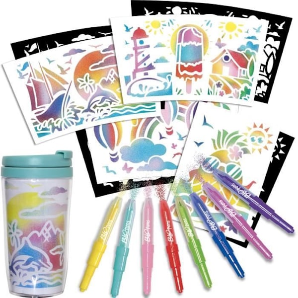 Blopens - LANSAY - Créa'mug - 9 stenciler - 1 mugg - Från 6 år