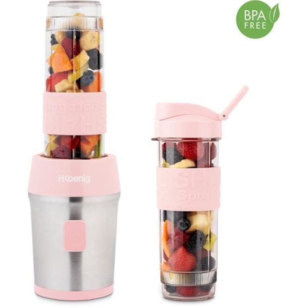 Minimixer - SMOO12 - 300 W - 570 mL - Pastellrosa - 2 vattenflaskor ingår