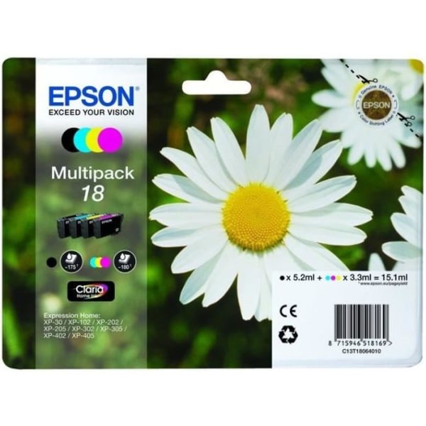 EPSON Multipack Daisy T1806 bläckpatroner - Svart / Cyan / Magenta / Gul