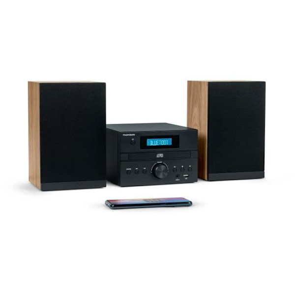 Mikrosystem - THOMSON - Bluetooth - Radio - CD - MP3 - USB - DAB - Trä och svart
