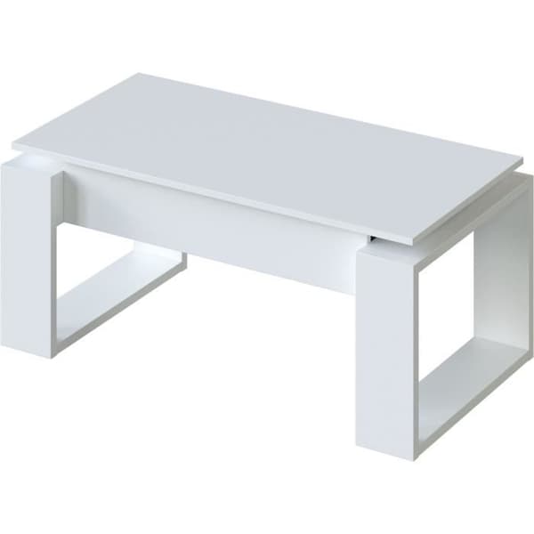 Lyftbart soffbord - Vit melamin - L 105 x D 55 x H 45 cm NOVA