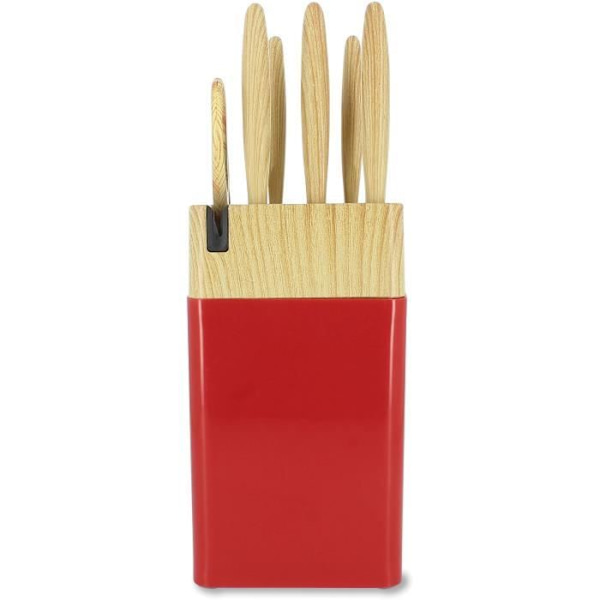 6-delat knivblock - MENASTYL - 5041061 - Keramiskt blad - Polypropylen - Magenta