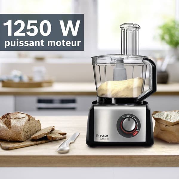 Multifunktionell matberedare - BOSCH - B1EMC812S8 - 1250 W - 3,9 L - Variabel hastighet + Turbo - Vit / Rostfritt stål