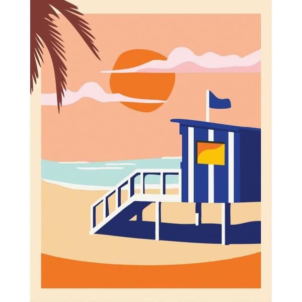 CreArt 24x30 cm Strandstuga, Vuxen, Måla efter siffror, 23896, Ravensburger