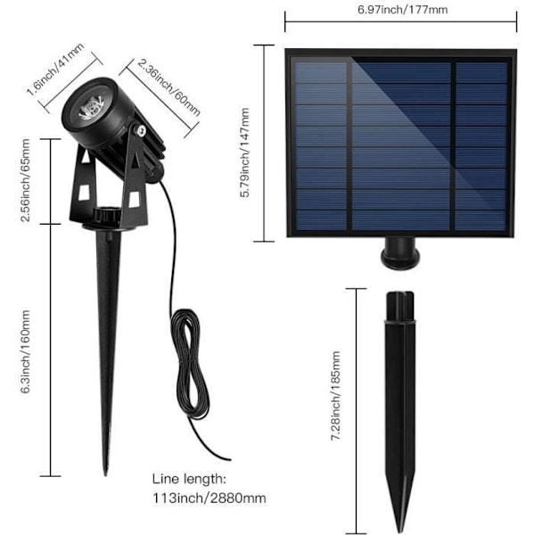 Fyra 4 i 1 solstrålkastare att fästa eller fixa - LUMISKY - ROUNDY - H27 cm - Kallvit LED