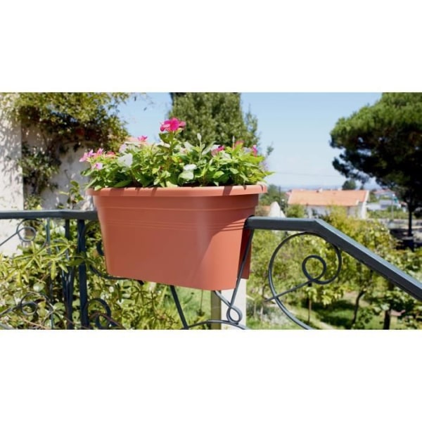 ARTEVASI Planter för balkong Venezia - 30 x 60 x H 27 cm - 18 L - Antracitgrå