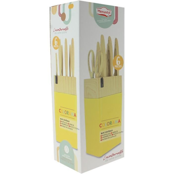 6-delat knivblock - MENASTYL - 5041062 - Keramiskt blad - Polypropylen - Saffran