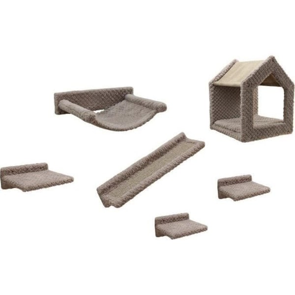 Klättervägg för katter - KERBL - MONTE BALDO - 6 stycken - Grå - Stor kennel