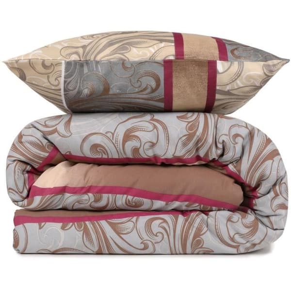 Bäddset - 1 påslakan 220 x 240 cm + 2 örngott 60 x 60 cm - 65% bomull, 35% polyester - Grå