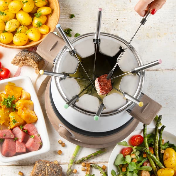 Fondue-set - DOMO - DO736F - 1500 W - 2 L - 8 personer - Vit/Trä