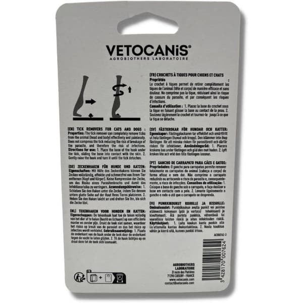 VETOCANIS Hook drar fästingar för katter och hundar