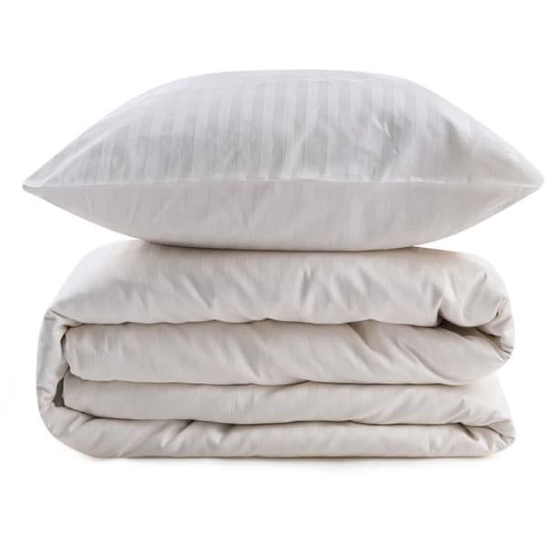 Bäddset - 1 påslakan 220 x 240 cm + 2 örngott 60 x 60 cm - 80% bomull, 20% polyester - Krämfärgad