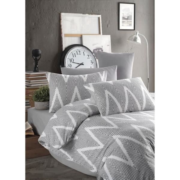 Bäddset - 1 påslakan 220 x 240 cm + 2 örngott 60 x 60 cm - 65% bomull, 35% polyester - Grå