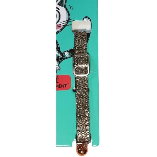 Katthalsband - AIME - Glittrigt bling - Röd nylon, silverfärgad klocka