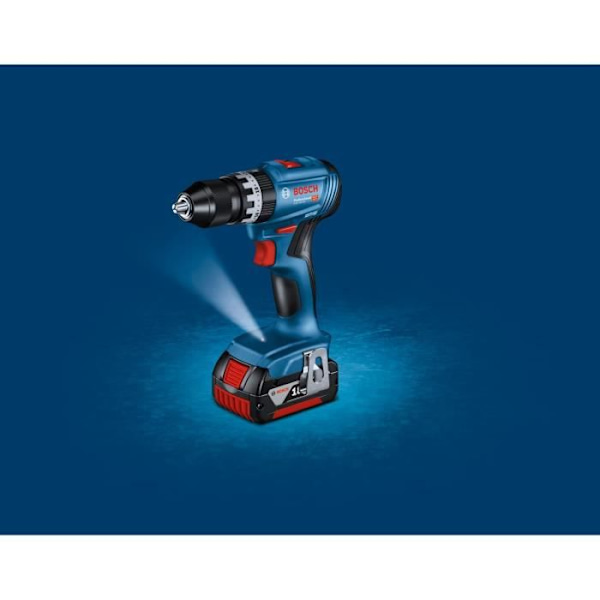 Percussion Drill Bosch Professional GSB 18V-45 +2 2.0AH Batterier + GAL 18V-20-laddare, L-Case Pick & Click, 82 st.