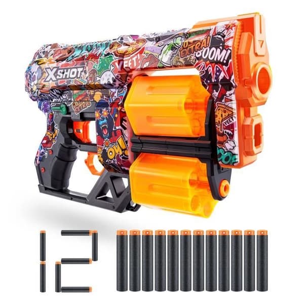Dart Launcher - ZURU - X-SHOT Dread - Dual Rotating Barrel - 7 designs - 27 m räckvidd