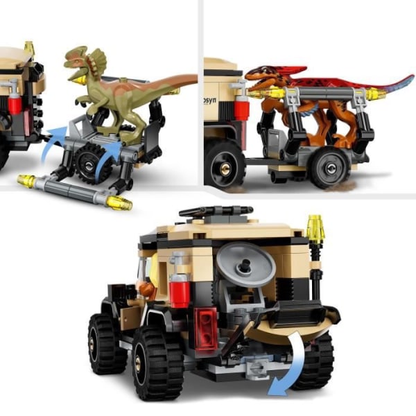 LEGO 76951 Jurassic World Transport av Pyroraptor och Dilophosaurus, dinosaurier med terrängvagn, 7 år