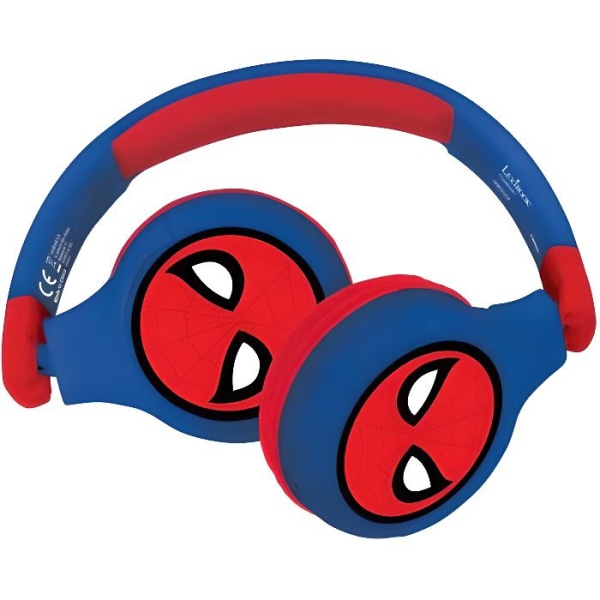 SPIDER-MAN Bekväma hopfällbara 2-i-1 Bluetooth- och trådbundna hörlurar för barn med ljudbegränsning - LEXIBOOK