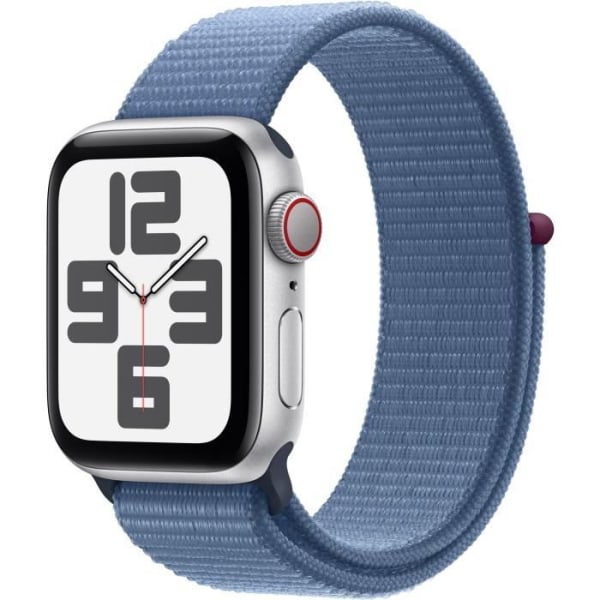 Apple Watch SE GPS + Cellular - 40 mm - Silver aluminiumfodral - Winter Blue Sport Loop Strap