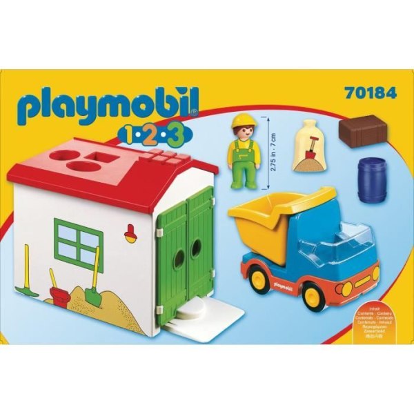 PLAYMOBIL 1 2 3 - 70184 - Arbetare med lastbil och garage