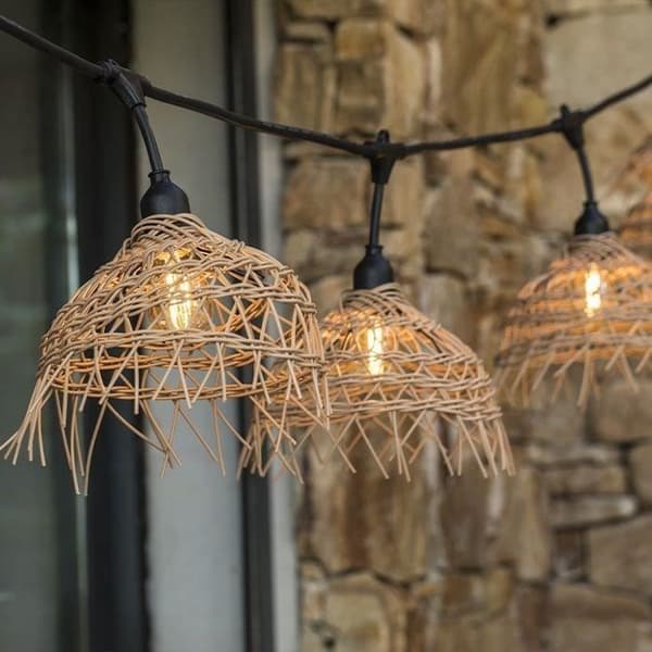 Strängljus - LUMISKY - Hawaii Light - Anslutbar - Utomhus - Polyrattan lampskärm - 10 E27 LED glödlampor