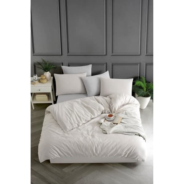 Bäddset - 1 påslakan 220 x 240 cm + 2 örngott 60 x 60 cm - 70% bomull, 30% polyester - Beige