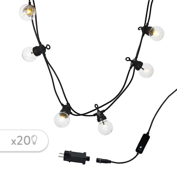 LUMIJARDIN Garland 20 LED-glödlampor - Varm vit - Anslutningsbar Party klar