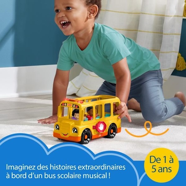 Fisher-Price Lilla Människor-Skolbuss-Push Musik Fordon HYT03