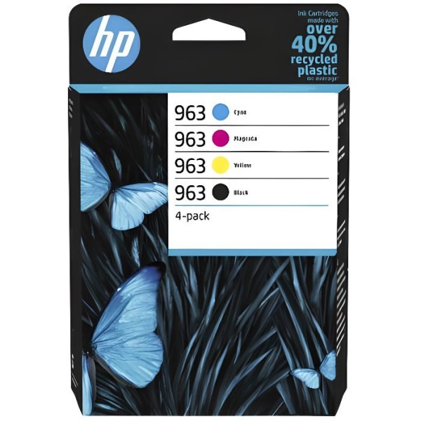 HP 963 originalbläckpatroner, svart / cyan / magenta / gul (6ZC70AE) 4-pack för HP OfficeJet Pro 9010/9020-skrivare