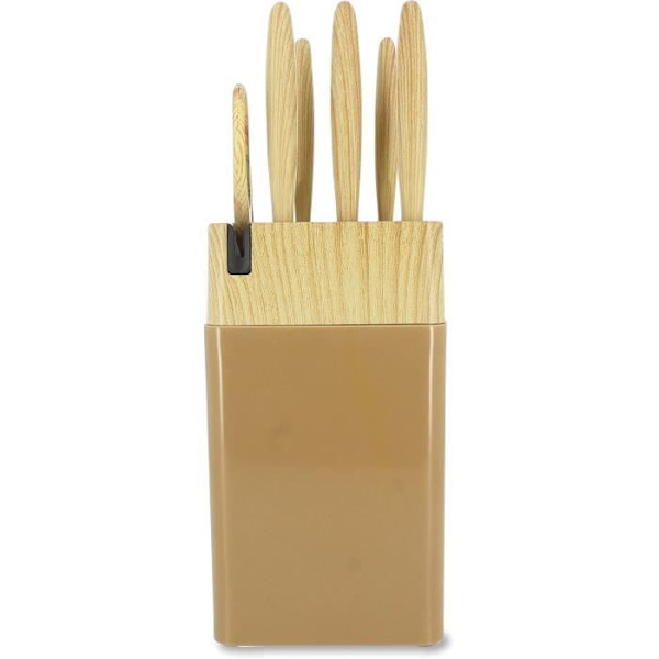 6-delat knivblock - MENASTYL - 5041064 - Keramiskt blad - Polypropylen - Hasselnöt