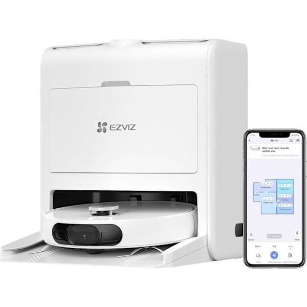 EZVIZ RS2 Robotdammsugare med Dock - Automatisk tvätt/torkning/rengöring/påfyllning - 4000 Pa