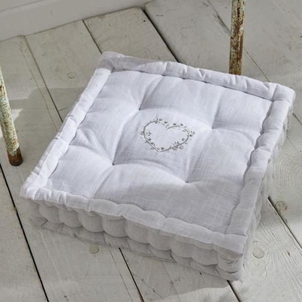 Golvkudde - TODAY - CHARME - Slub x Chambray x Constance Broderi - 40 x 40 x 10 cm