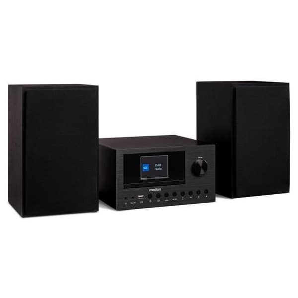 Mini HiFi-system - MEDION - DAB/FM internetradio - CD-spelare - 2x150W - Svart