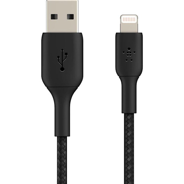 Flätad kabel - BELKIN - Lightning till USB-A - 2 m - Svart